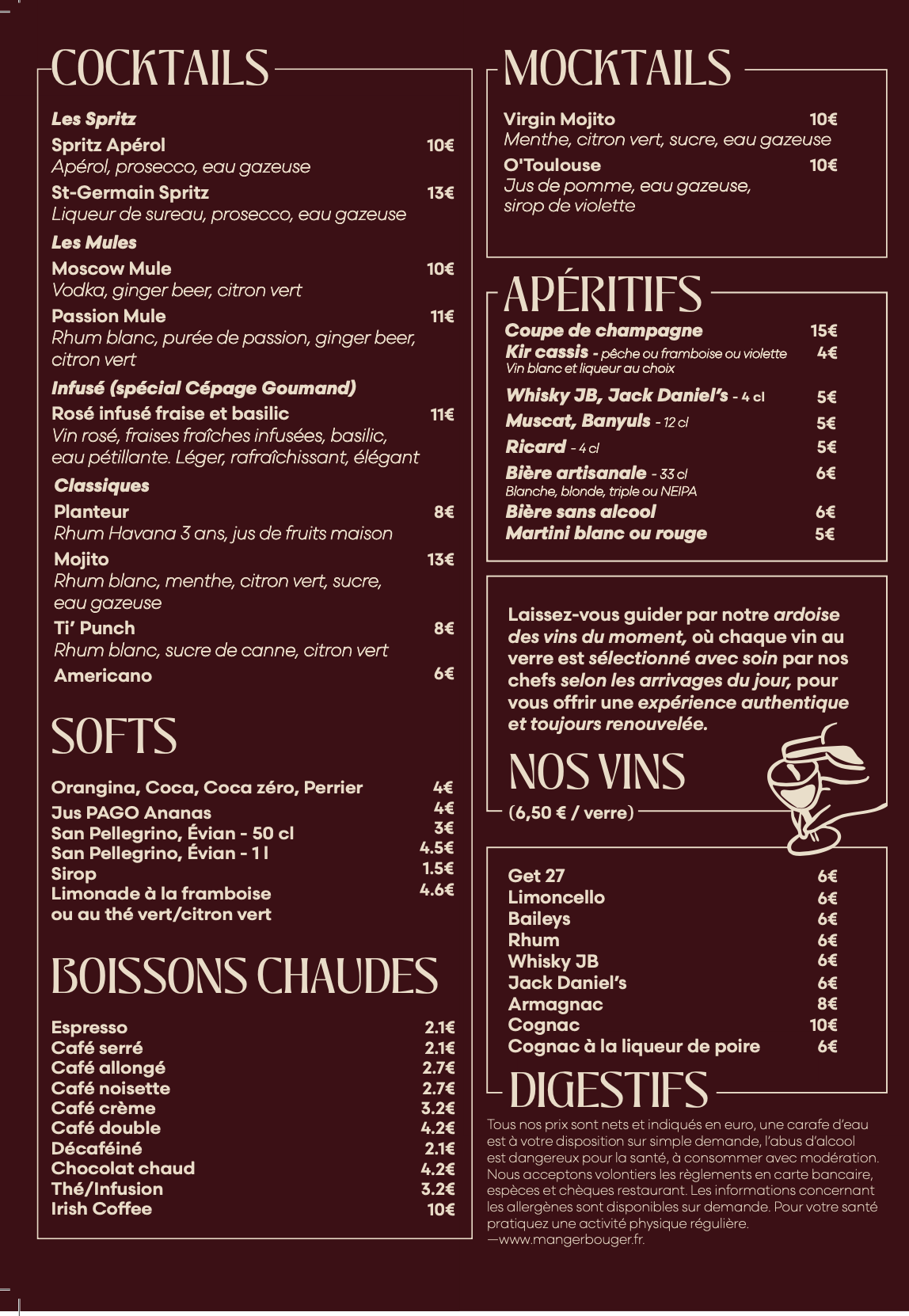 menu cepage gourmand